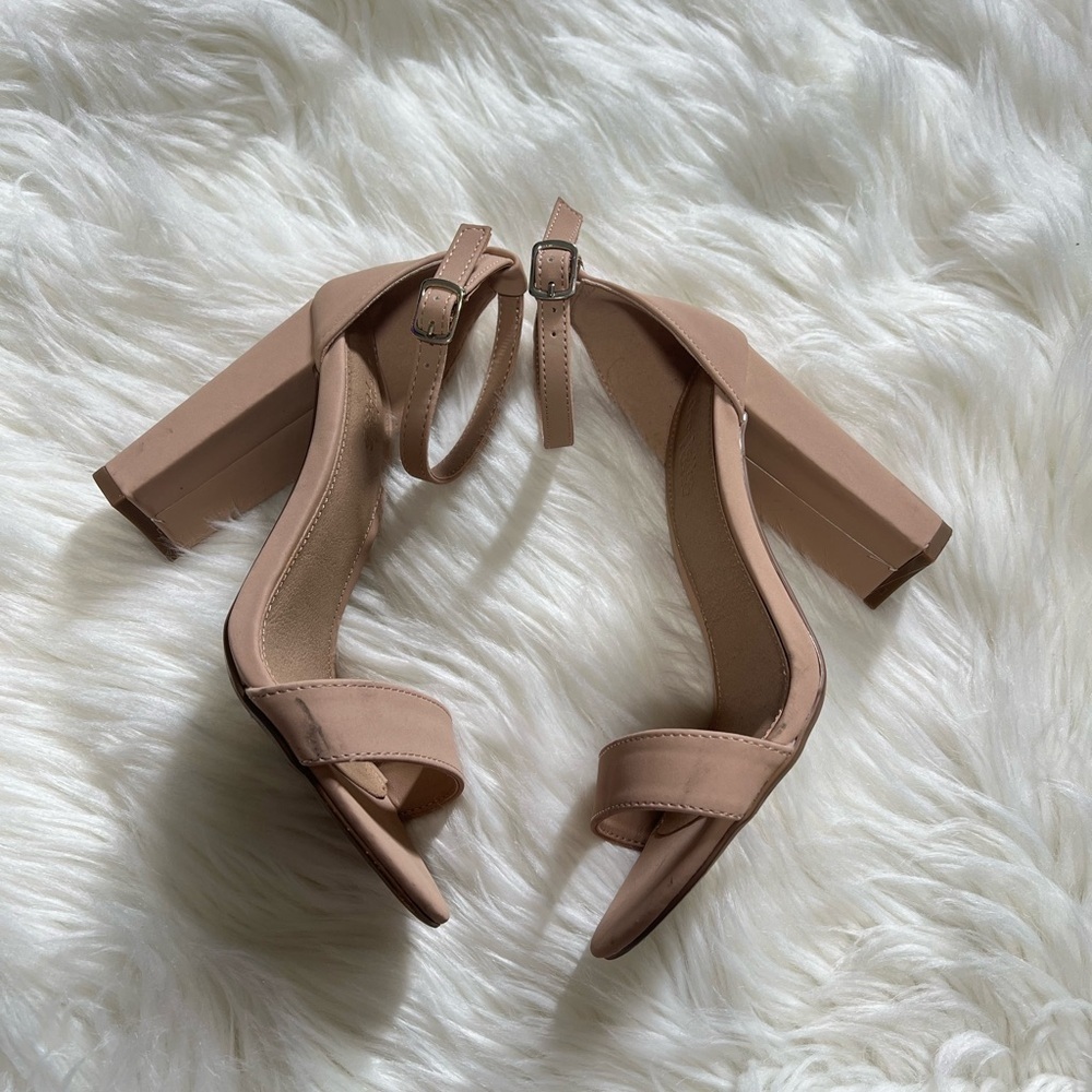 Tan Ankle Strap Heels - Picture 3 of 7